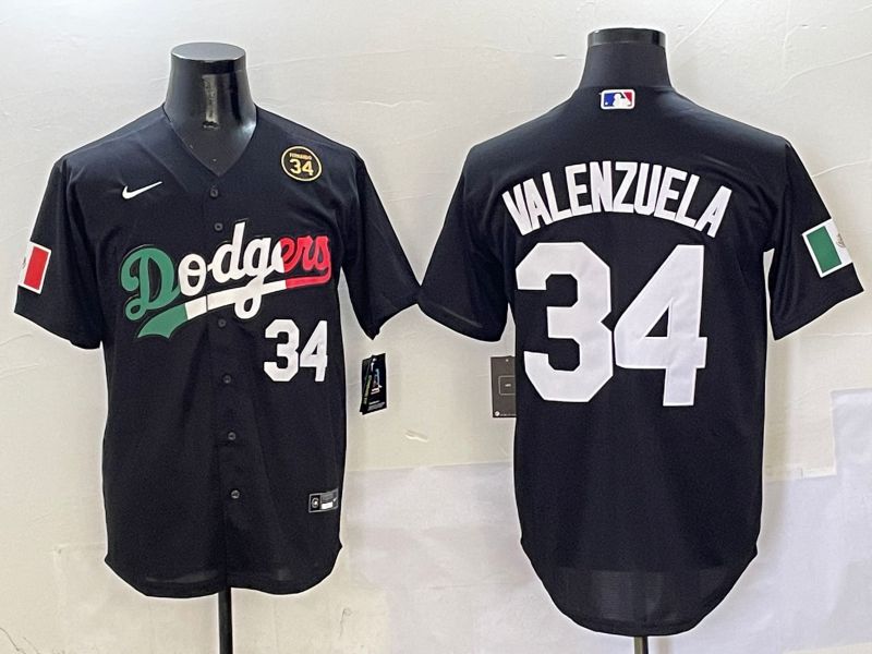 Men Los Angeles Dodgers 34 Valenzuela Black Mexico Game Nike 2025 MLB Jersey style 9